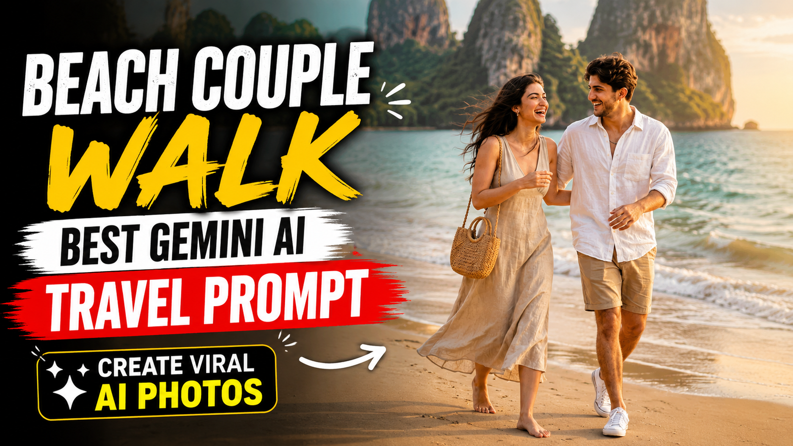 Beach Couple Walk Best Gemini AI Travel Prompt